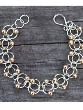 Handcrafted sterling silver and gold filled bracelet